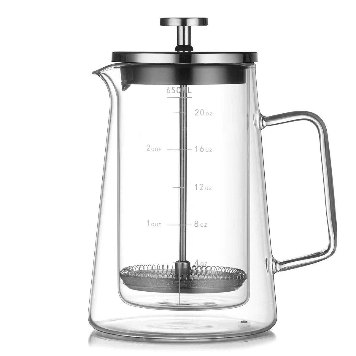 High borosilicate double glass press pot insulation coffee pot household filter sharing filter glass pot