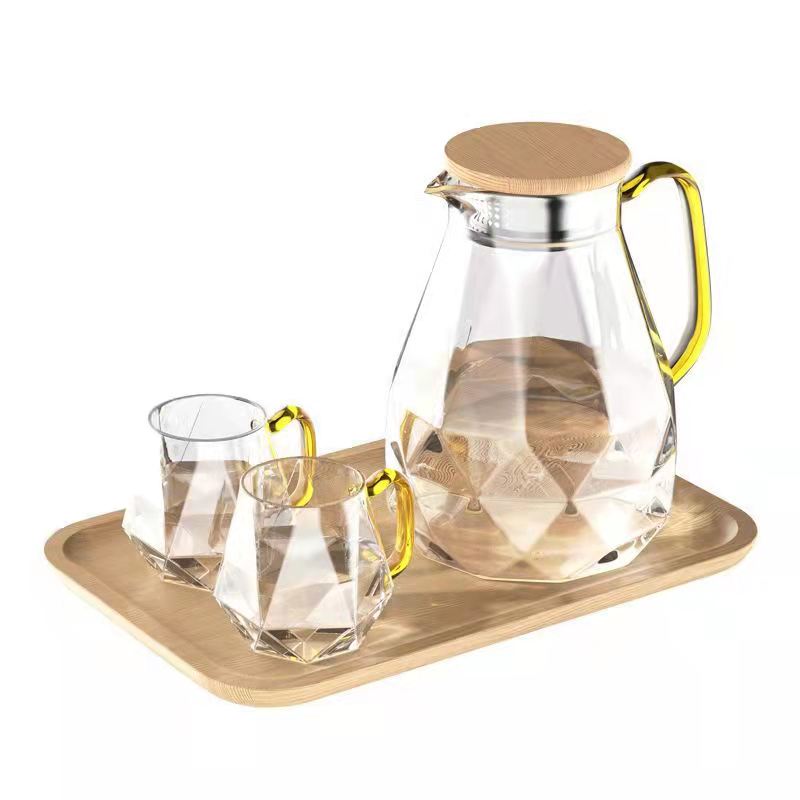 Diamond cold water glass pitcher/jug with lid 