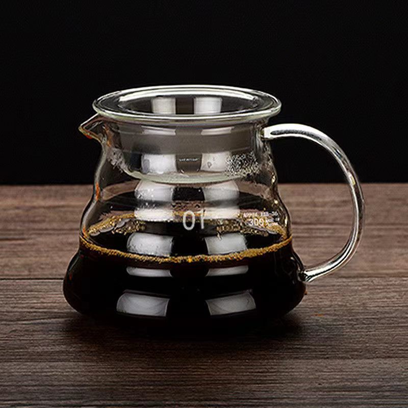 Pour Over Glass Range Coffee Server 360ml 600ml 800ml Carafe Drip Coffee Pot Coffee Kettle Brewer Barista Percolator Clear
